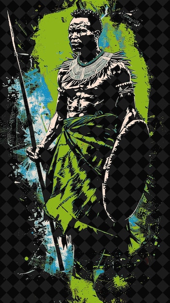 a poster for a warrior with a sword in his hand