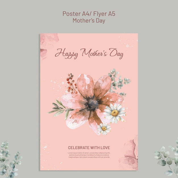 Poster watercolor mothers day template