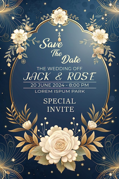 a poster for the wedding reception with roses and floral wreaths