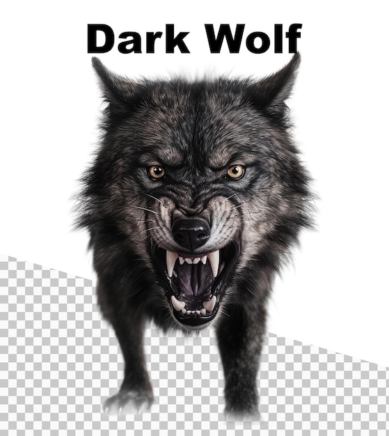 A poster with an aggressive dark wolf and the words dark wolf on the top