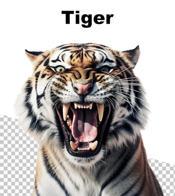 PSD a poster with an aggressive tiger and the word tiger on the top