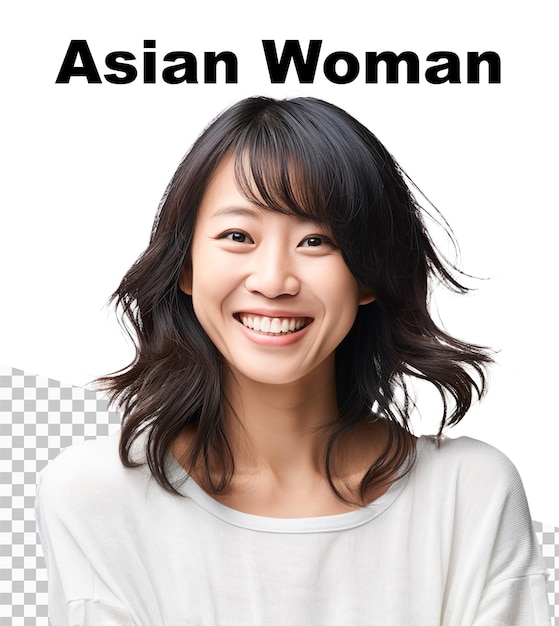 A poster with an asian woman and the words asian woman on the top