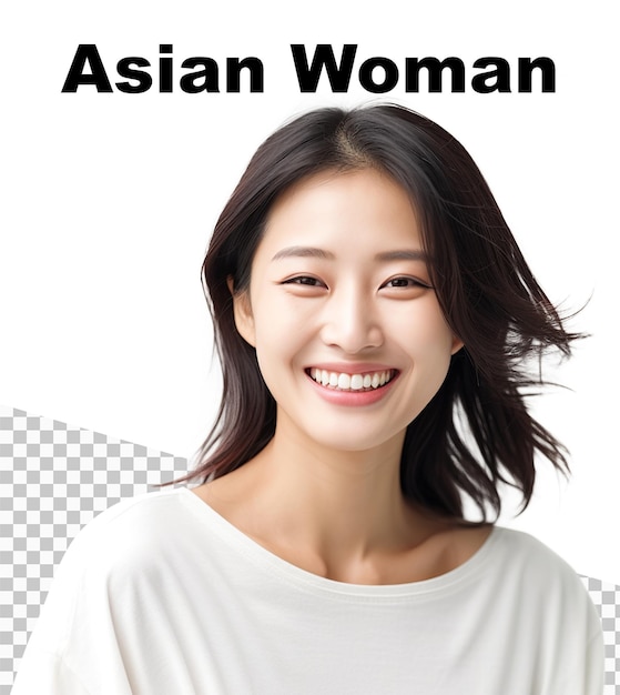 A poster with an asian woman and the words asian woman on the top