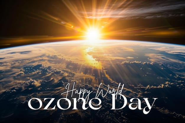 PSD a poster with the background of world ozone day