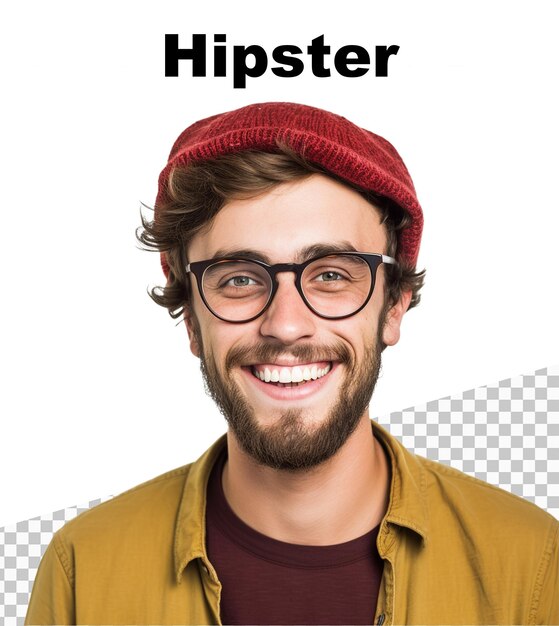 A poster with a beautiful hipster man with the word Hipster on the top