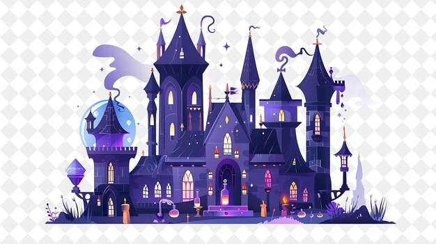 PSD a poster with a castle and a castle with a witch on it