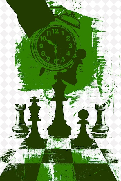 PSD a poster with a chess board and a clock with the time as 3 15