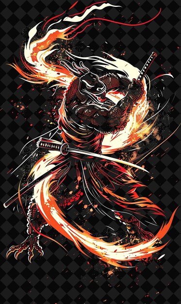 PSD a poster with a dragon on it that says fire on it