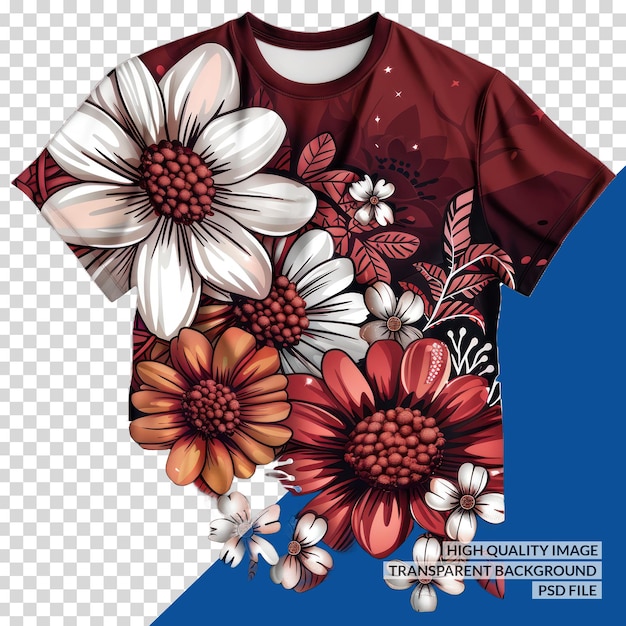 PSD a poster with flowers and a picture of a womans shirt