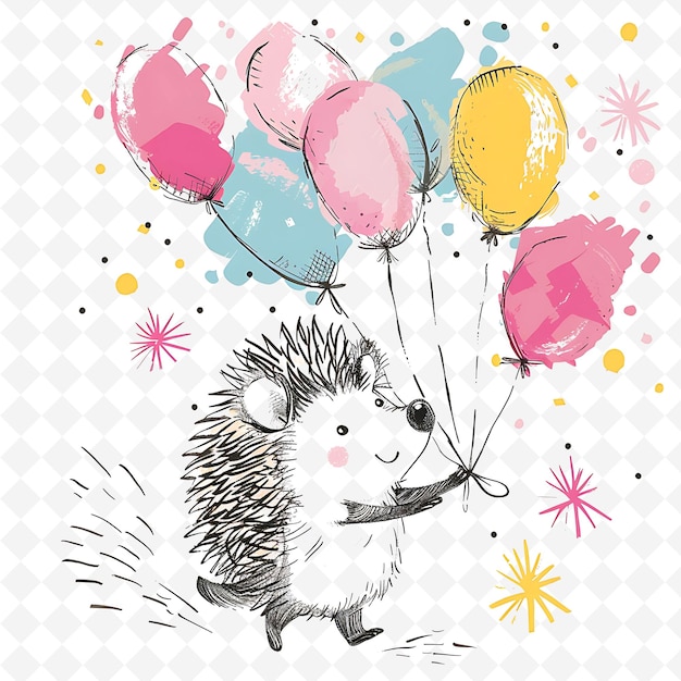 PSD a poster with a hedgehog and balloons with the words quot hedgehog quot on it