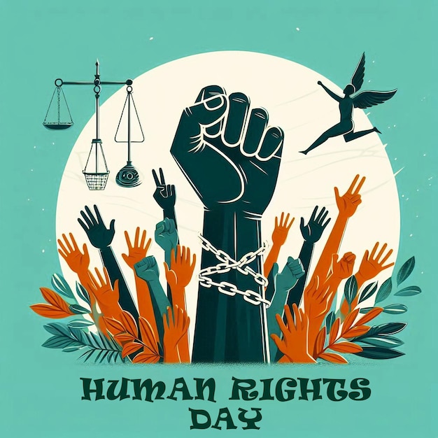 PSD a poster with a human hand and the word human rights on it