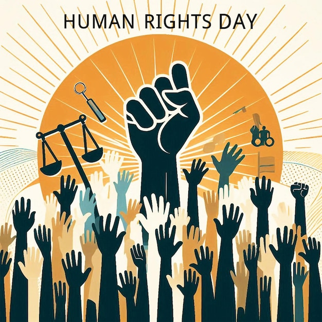 a poster with a human hand and the word human rights on it