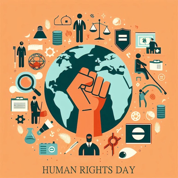 PSD a poster with a human hand and the word human rights on it