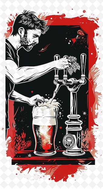 a poster with a man pouring a glass of beer