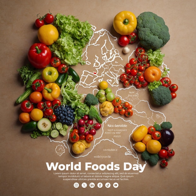 PSD a poster with a picture of a world food day on it