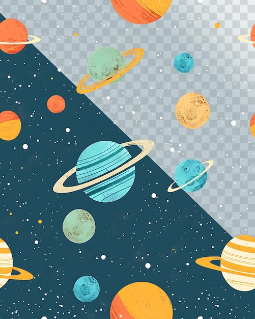 PSD a poster with planets and stars on it