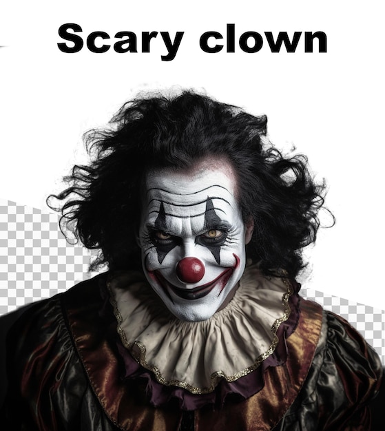 A poster with a scary clown and the words Scary Clown on the top