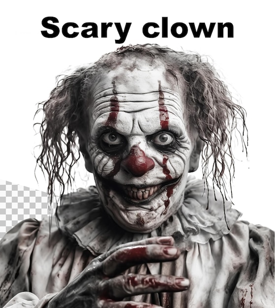 A poster with a scary clown and the words Scary Clown on the top