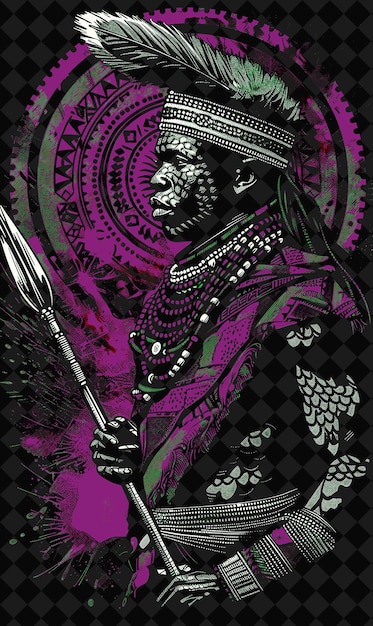 PSD a poster with a skull and swords with a purple background