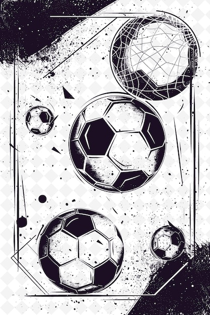 PSD a poster with soccer balls and a black and white background