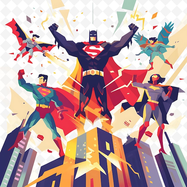 PSD a poster with a superhero and others on it