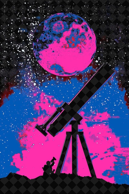 PSD a poster with a telescope and a moon in the background