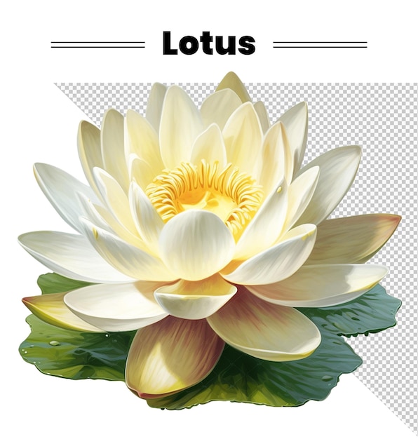 A poster with a white lotus flower and the title " lotus ".