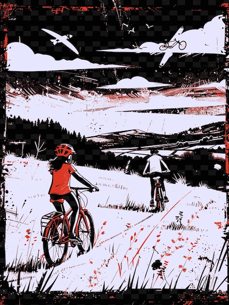 PSD a poster with a woman on a bike in the snow