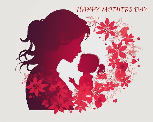 a poster with a woman and her daughter holding hands and a flower with the words happy mothers day