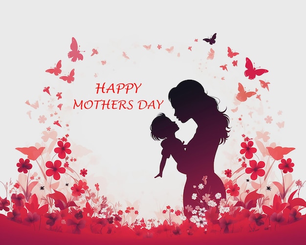 a poster with a woman and her daughter holding hands and a flower with the words happy mothers day