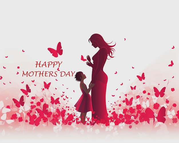 a poster with a woman and her daughter holding hands and a flower with the words happy mothers day