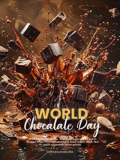 PSD a poster with a world cup day of chocolate