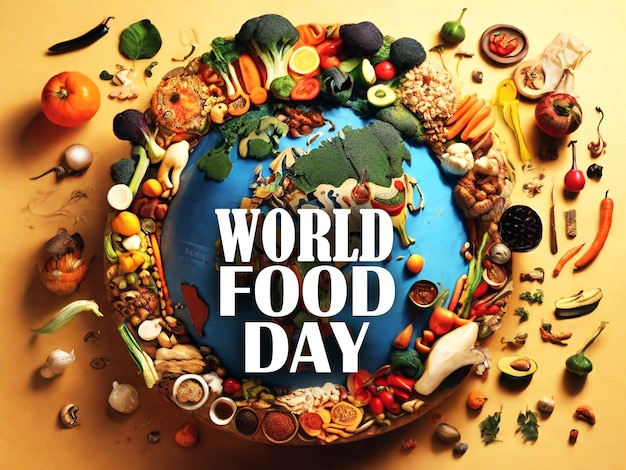 a poster with a world map on it that says world food day