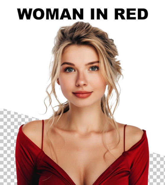 PSD a poster of a woman dressed in red isolated on transparent background