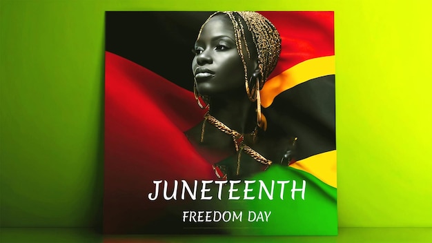 a poster for a woman with a flag that says freedom day