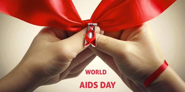 a poster for world aids day with a red bow tie