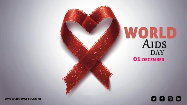 PSD a poster for world aids day with a red ribbon