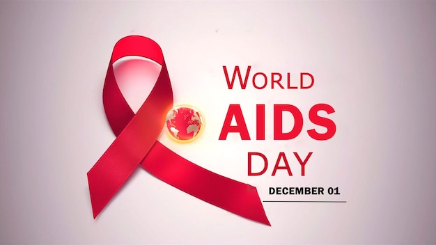 a poster for world aids day with a red ribbon