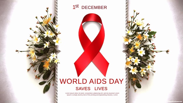 poster for world aids day with a red ribbon