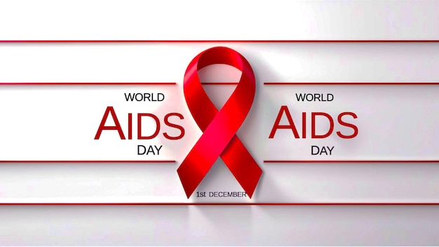 a poster for world aids day with a red ribbon