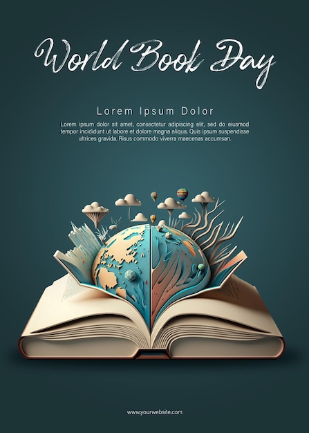 A poster for world book day 3d illustration