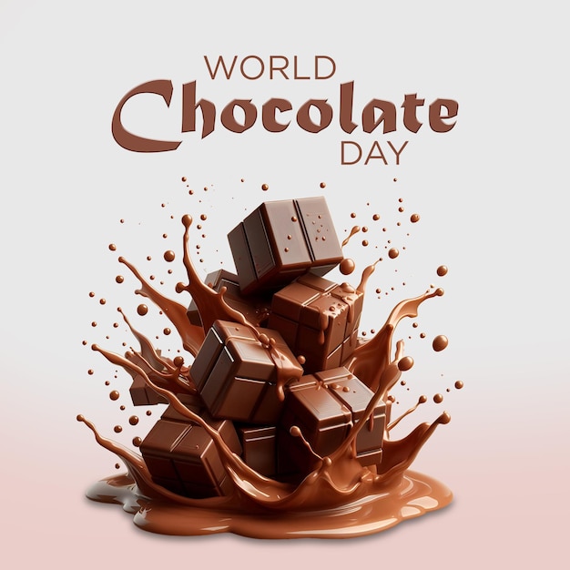 a poster of a world chocolate day with chocolates