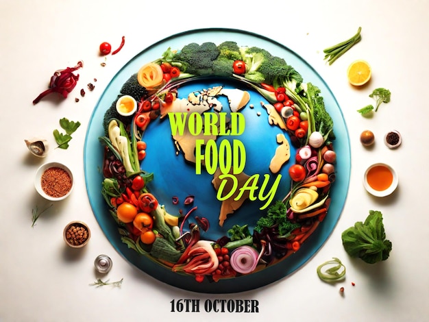 a poster of a world day in the middle of a circle with the words world food on it