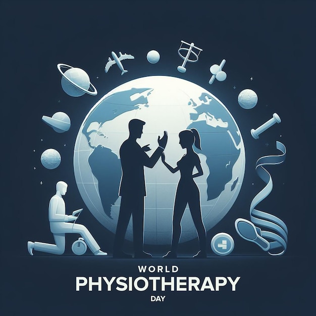 PSD a poster for the world day of physical therapy with people in the background