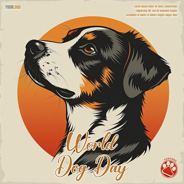 a poster for a world day with a dog on it