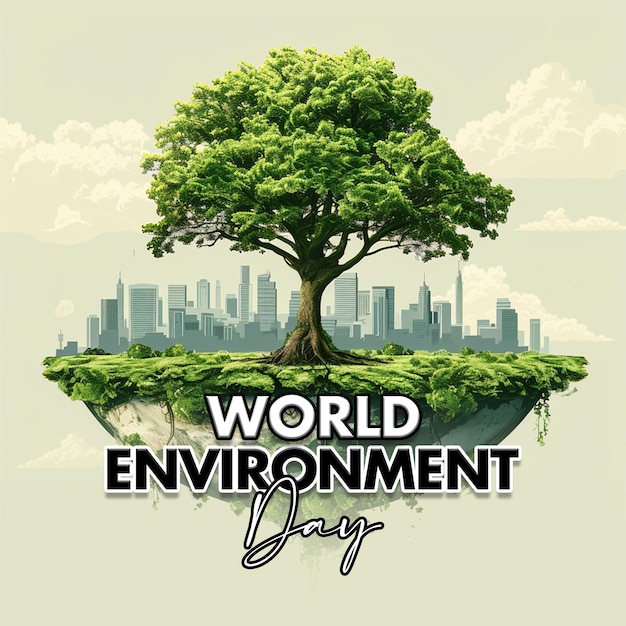 a poster for world environment with a tree on it