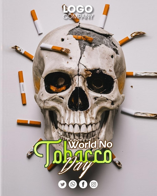 PSD a poster for world no tobacco day with a skull on it