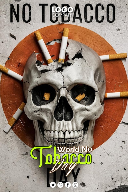 PSD a poster for world no tobacco with a skull on it