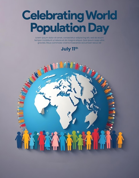 A poster of a world that says worlds population day