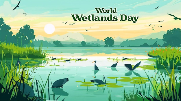 PSD a poster for the worlds wetlands is titled worlds wetlands